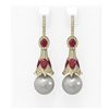 Image 1 : 6.8 ctw Ruby & Diamond Earrings 18K Yellow Gold - REF-303A6N