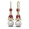 Image 2 : 6.8 ctw Ruby & Diamond Earrings 18K Yellow Gold - REF-303A6N