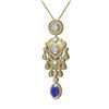 Image 3 : 7.24 ctw Sapphire & Diamond Necklace 18K Yellow Gold - REF-700A2N