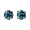 Image 1 : 1 ctw Certified Intense Blue Diamond Stud Earrings 10k White Gold - REF-71Y2X