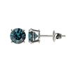 Image 2 : 1 ctw Certified Intense Blue Diamond Stud Earrings 10k White Gold - REF-71Y2X