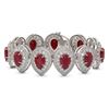 Image 1 : 56.04 ctw Certified Ruby & Diamond Victorian Bracelet 14K White Gold - REF-1520H8R