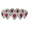 Image 2 : 56.04 ctw Certified Ruby & Diamond Victorian Bracelet 14K White Gold - REF-1520H8R