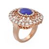 Image 1 : 6.41 ctw Sapphire & Diamond Ring 18K Rose Gold - REF-323R6K