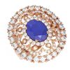 Image 3 : 6.41 ctw Sapphire & Diamond Ring 18K Rose Gold - REF-323R6K