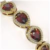 Image 3 : 17.44 ctw Garnet & Diamond Micro Pave Halo Bracelet 10k Yellow Gold - REF-318A2N