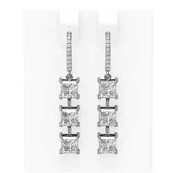 5.03 ctw Princess Diamond Earrings 18K White Gold - REF-890K6Y