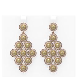 4 ctw Diamond & Pearl Earrings 18K Rose Gold - REF-381F8M