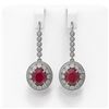 Image 1 : 9.25 ctw Certified Ruby & Diamond Victorian Earrings 14K White Gold - REF-249K6Y