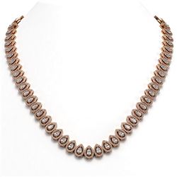 28.47 ctw Pear Cut Diamond Micro Pave Necklace 18K Rose Gold - REF-2389X2A