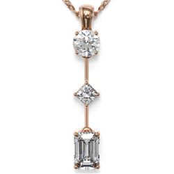 0.9 ctw Emerald Cut Diamond Designer Necklace 18K Rose Gold - REF-149R2K