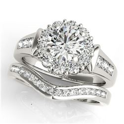 1.86 ctw Certified VS/SI Diamond 2pc Wedding Set Halo 14k White Gold - REF-193N8F