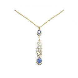 5.43 ctw Tanzanite & Diamond Necklace 18K Yellow Gold - REF-263H6R