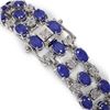 Image 3 : 17.74 ctw Sapphire & Diamond Row Bracelet 10K White Gold - REF-245R5K