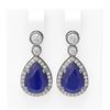 Image 1 : 3.1 ctw Sapphire & Diamond Earrings 18K White Gold - REF-134M2G