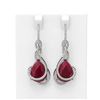 Image 1 : 22.9 ctw Ruby & Diamond Earrings 18K White Gold - REF-618H2R