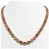 Image 1 : 31.96 ctw Multi Color Sapphire & Diamond Micro Pave Necklace 10k Rose Gold - REF-674W4H