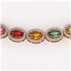 Image 3 : 31.96 ctw Multi Color Sapphire & Diamond Micro Pave Necklace 10k Rose Gold - REF-674W4H