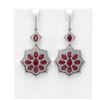 Image 1 : 17.18 ctw Ruby & Diamond Earrings 18K White Gold - REF-353Y6X