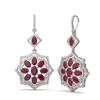 Image 2 : 17.18 ctw Ruby & Diamond Earrings 18K White Gold - REF-353Y6X