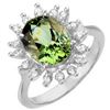 Image 1 : 3.40 ctw Green Tourmaline & Diamond Ring 14k White Gold - REF-90W4H