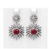 Image 1 : 6.23 ctw Ruby & Diamond Earrings 18K White Gold - REF-246G8W