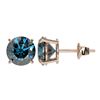 Image 2 : 2.56 ctw Certified Intense Blue Diamond Stud Earrings 10k Rose Gold - REF-257W8H