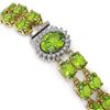 Image 2 : 26.52 ctw Peridot & Diamond Bracelet 14K Yellow Gold - REF-244Y8X