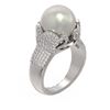 Image 1 : 1.55 ctw Diamond & Pearl Ring 18K White Gold - REF-191H3R