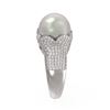 Image 2 : 1.55 ctw Diamond & Pearl Ring 18K White Gold - REF-191H3R