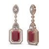 Image 2 : 16.57 ctw Ruby & Diamond Earrings 18K Rose Gold - REF-828N8F