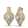 Image 2 : 1.52 ctw Diamond & Pearl Earrings 18K Yellow Gold - REF-394R8K