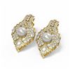 Image 3 : 1.52 ctw Diamond & Pearl Earrings 18K Yellow Gold - REF-394R8K