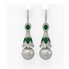 Image 1 : 6.8 ctw Emerald & Diamond Earrings 18K White Gold - REF-303W6H