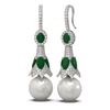 Image 2 : 6.8 ctw Emerald & Diamond Earrings 18K White Gold - REF-303W6H