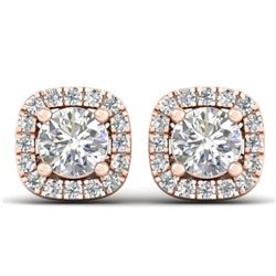 1.08 ctw Certified VS/SI Diamond Stud Halo Earrings 14k Rose Gold - REF-103W3H