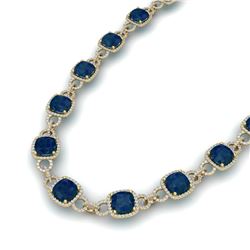 56 ctw Sapphire & VS/SI Diamond Necklace 14K Yellow Gold - REF-960A2N