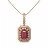 Image 2 : 7.18 ctw Certified Ruby & Diamond Victorian Necklace 14K Rose Gold - REF-172N8F