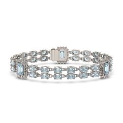 17.68 ctw Sky Topaz & Diamond Bracelet 14K White Gold - REF-230M2G