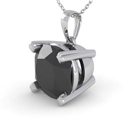 3 ctw Cushion Black Diamond Designer Necklace 18k White Gold - REF-84A2N