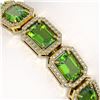 Image 3 : 25.41 ctw Peridot & Diamond Micro Pave Halo Bracelet 10k Yellow Gold - REF-345R5K