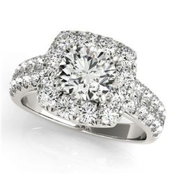 2.25 ctw Certified VS/SI Diamond Halo Ring 18k White Gold - REF-343G9W