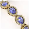 Image 3 : 19.14 ctw Tanzanite & Diamond Micro Pave Halo Bracelet 10k Yellow Gold - REF-396K5Y