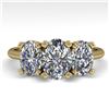 Image 1 : 2.0 ctw Oval Cut VS/SI Diamond 3 Stone Designer Ring 14k Yellow Gold - REF-395A8N