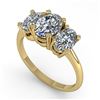 Image 2 : 2.0 ctw Oval Cut VS/SI Diamond 3 Stone Designer Ring 14k Yellow Gold - REF-395A8N