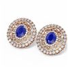 Image 3 : 13.11 ctw Sapphire & Diamond Earrings 18K Rose Gold - REF-527N3F