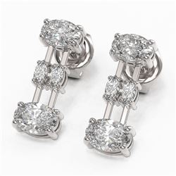 3 ctw Oval & Marquise Cut Diamond Earrings 18K White Gold - REF-450Y2X