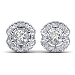 1.5 ctw Certified VS/SI Diamond Art Deco Stud Earrings 14k White Gold - REF-245W5H