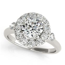 1.5 ctw Certified VS/SI Diamond Halo Ring 18k White Gold - REF-303H3R