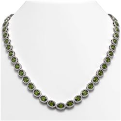 31.1 ctw Tourmaline & Diamond Micro Pave Halo Necklace 10k White Gold - REF-600K2Y
